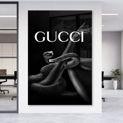 Wandbild Luxury Mode Gucci Schlange Leinwand , Acrylglas + Aluminium , Poster