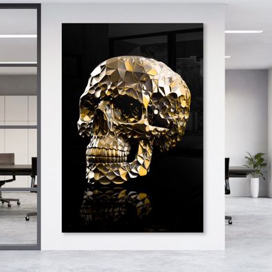 Wandbild Luxury Goldener Totenkopf Leinwand , Acrylglas + Aluminium , Poster