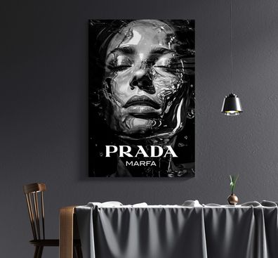 Wandbild Luxury Mode Prada Frau Leinwand , Acrylglas + Aluminium , Poster