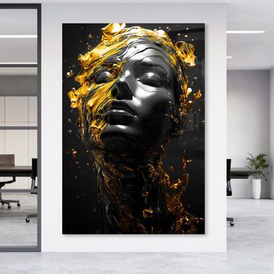 Wandbild Leinwand Kunst Goldene Frauen Acrylglas + Aluminium , Poster Modern
