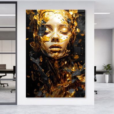 Wandbild Leinwand Kunst Goldene Frauen Acrylglas + Aluminium , Poster