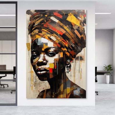 Wandbild Afrikanische Frau Kunst Leinwand , Acrylglas + Aluminium Modern , Poster