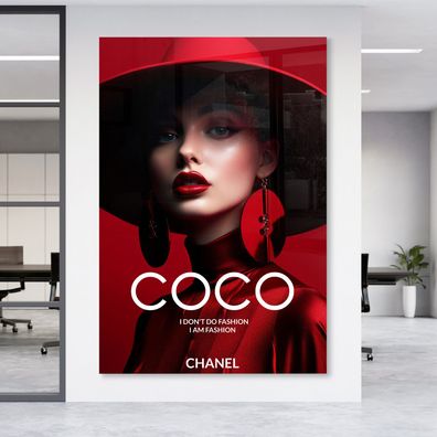 Wandbild Luxury Mode Coco Chanel Frau Leinwand , Acrylglas + Aluminium , Poster