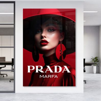 Wandbild Luxury Mode Prada Marfa Frau Leinwand , Acrylglas + Aluminium , Poster