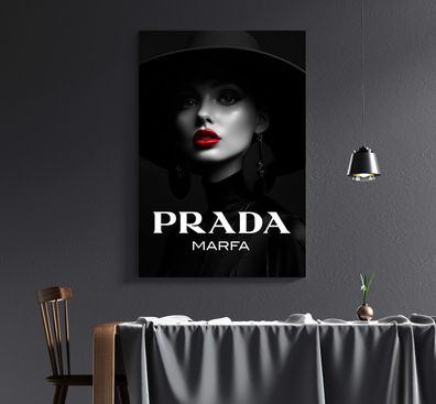Wandbild Luxury Mode Frau Prada Marfa Leinwand , Acrylglas + Aluminium , Poster