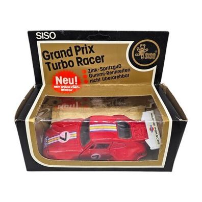 Siso Grandprix Porsche Turbo Racer mit Rückzieh Motor 70er Spielzeug Retro
