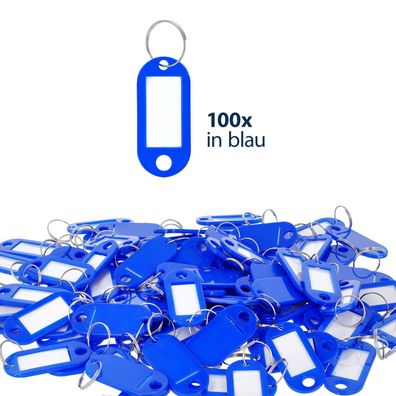 Schlüsselhänger mit beschreibbarem und wechselbarem Etikett blau 100er-Pack