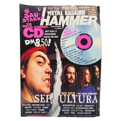 Metal Hammer Nr.4 / 1997 mit CD & Poster Sepultura Rock Musik Zeitschrift