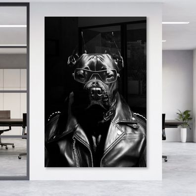 Wandbild Kunst Mode Hund Bulldogge Leinwand , Acrylglas + Aluminium , Poster