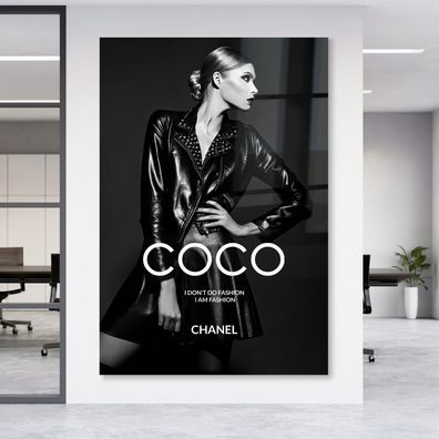 Luxury Wandbild Frau Mode Coco Chanel Leinwand , Acrylglas + Aluminium , Poster