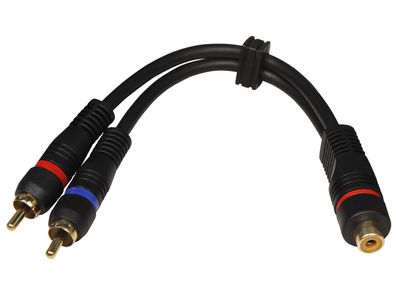 High-Quality Y-Adapter ''Y-2S'' 20cm Cinch 1xBuchse auf 2xStecker