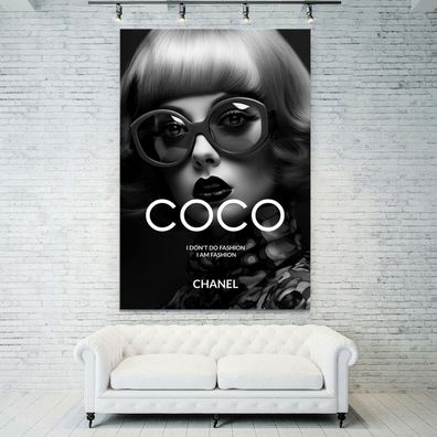Luxury Wandbild Frau Mode Coco Chanel Leinwand , Poster , Acrylglas + Aluminium