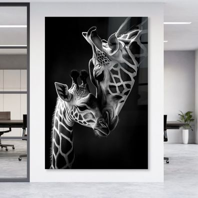 Wandbild Tiere , Die Giraffenfamilie Liebe Leinwand , Poster , Acrylglas + Aluminium