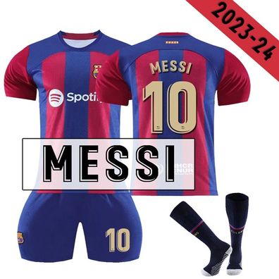 2023–2024 Barcelona Home Kinder-Fußballtrikot Nr. 10 Messi VZX