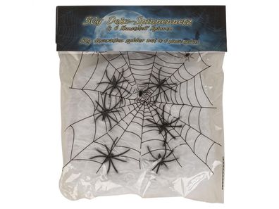 Mel-O-Design 1681 Halloween Deko-Spinnennetz ca. 50 g mit 6 Spinnen
