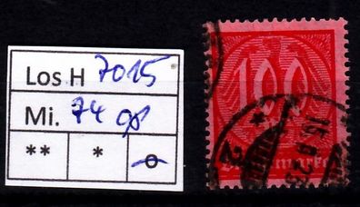 Los H7015: Deutsches Reich Dienst Mi. 74, gest., gepr.
