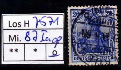 Los H7571: Deutsches Reich Dienst Mi. 87 Ia, gest., gepr.