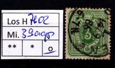 Los H7602: Deutsches Reich Mi. 39 a, gest., gepr.