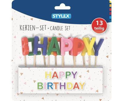 Stylex 10721 Happy Birthday Kerzen, 13 Stück