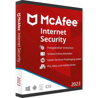McAfee Internet Security 2023 | 1/ 3/ 5/ 10 Geräte 1-3 Jahre | Neu | Download