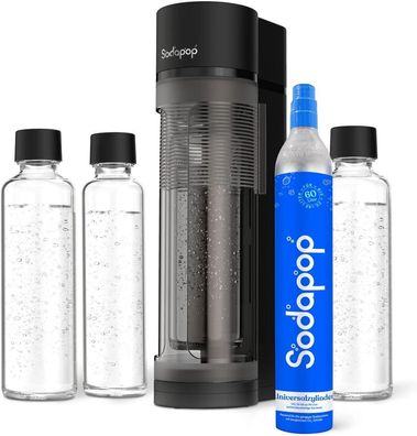 Sodapop Wassersprudler Logan Starterset mit CO-2 Zylinder und 3x Glasflasche