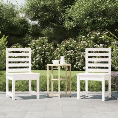 Gartenstühle 2 Stk. Weiß 40,5x48x91,5 cm Massivholz Kiefer
