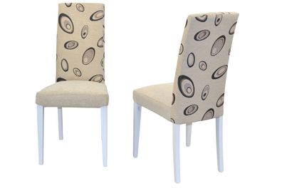2 x Esszimmerstühle massivholz weiß / Stoff beige Polsterstühle Stuhlset modern