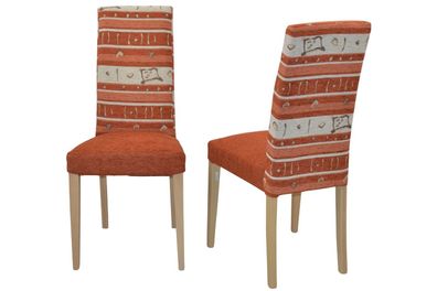 2 x Esszimmerstühle massivholz Eiche NB / Stoff terra Polsterstühle Stuhlset NEU