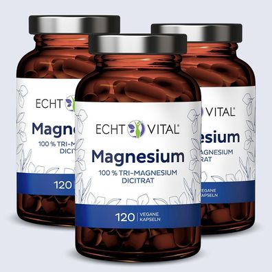 Tri-Magnesium Dicitrat - 3 Gläser mit je 120 Kapseln