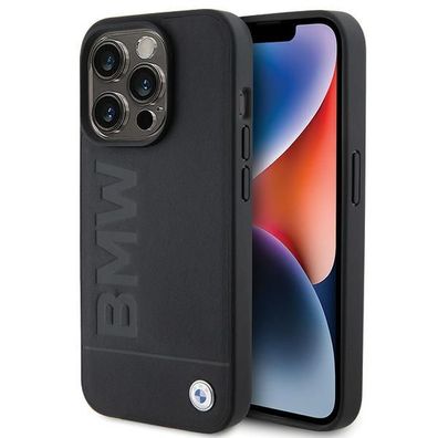 Handyhülle Case iPhone 15 Pro BMW MagSafe kompatibel Echtleder schwarz