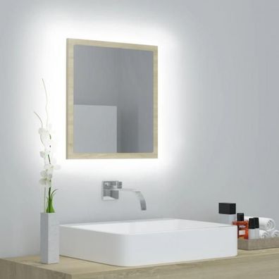 LED-Badspiegel Sonoma-Eiche 40x8,5x37 cm Acryl