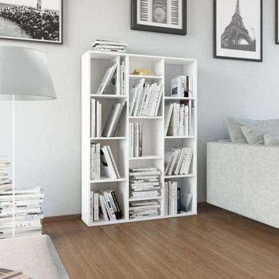 Raumteiler/ Bücherregal Hochglanz-Weiß 100x24x140 cm
