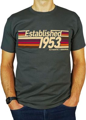 Established 1953 Retro Stripe - 70th Birthday Gift | Present Idea Mens T-Shirt