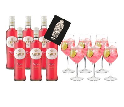 Sarti Rosa XXL Set Aperitif 6x 0,7L (14% Vol) + 6x Sarti Stielglas Ballon Gläse