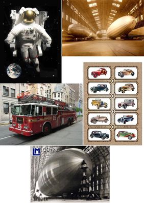3 D Ansichtskarte Auto Zeppelin Feuerwehr Postkarte Wackelkarte Hologrammkarte