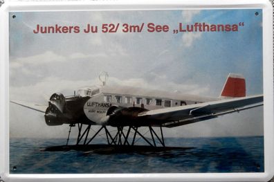 Top-Blechschild, 20 x30 cm, Junkers Ju 52, "Lufthansa", Flugzeug, Neu, OVP