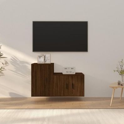 2-tlg. TV-Schrank-Set Braun Eichen-Optik Holzwerkstoff