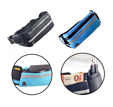 Gürteltasche Fitnesstasche mit Kopfhörerloch Trinkflaschenhalter Joggingtasche Blau