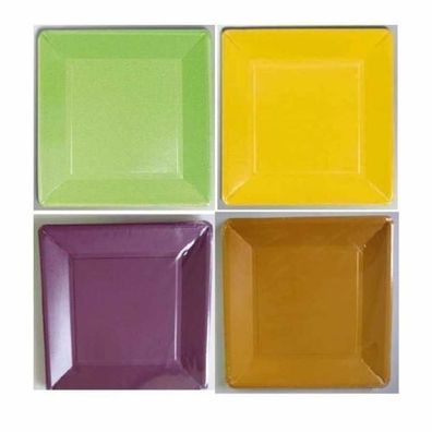 Pappteller - uni - 25 x 25 cm - 8 Stück - Farbe: gelb, fresh green, lila oder orange