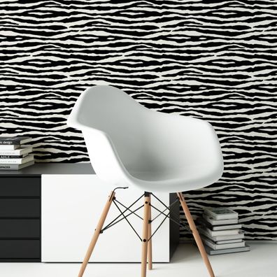 Schwarz-Weiße Tropical Delight Tapete Zebra Print für Büro und Flur