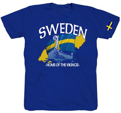 Schweden Retro Skandinavien Wikinger Nordmänner Stockholm SWE T-Shirt blau S-5XL