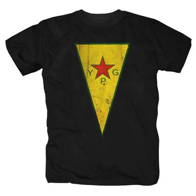 YPG Kurden YPJ Nordsyrien Retro Flag Fahne Flagge T-Shirt S-5XL