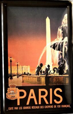 Top-Blechschild, 20 x 30 cm, Paris, Hauptstadt, Frankreich, Neu, OVP