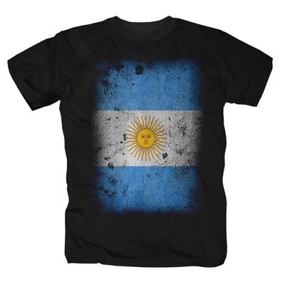 Argentinien Südamerika Retro Flag Messi Maradona ARG Fussball Fahne T-Shirt S-5XL