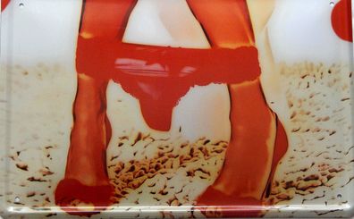 Top-Blechschild, 20 x 30 cm, lady, roter Slip, rote Pumps, Erotik, FUN, Neu, OVP