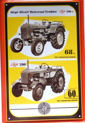 Top-Blechschild, 20 x 30 cm, Steyr Diesel Universal Traktor, Landwirt, Neu, OVP