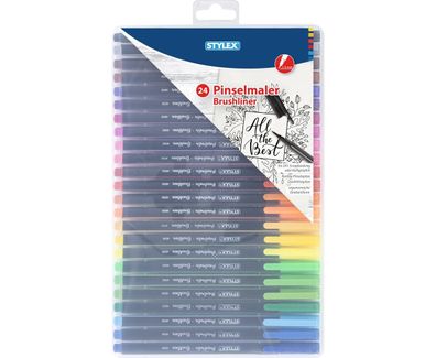 Stylex 32835 Pinselmaler 24 verschiedene Farben flexibler Pinselspitze