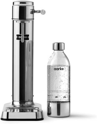 Aarke Carbonator 3, Wassersprudler aus Edelstahl mit Aarke Flasche, Edelstahl Finish