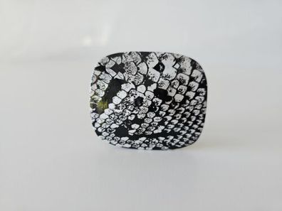 umjuBELT Schließe Python schwarz weiß Gürtelschnalle Schlangenlook 6x5 cm