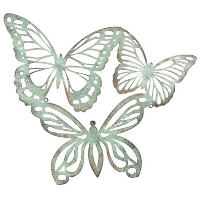Clayre & Eef Wanddekoration Schmetterling 53x45 cm Grün Eisen (Gr. 53x1x45 cm)